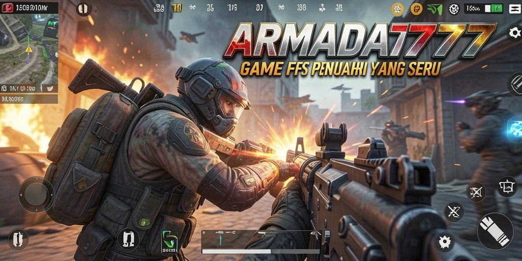 Tangkapan layar gameplay ARMADA777 menampilkan pertempuran FPS yang mendebarkan.