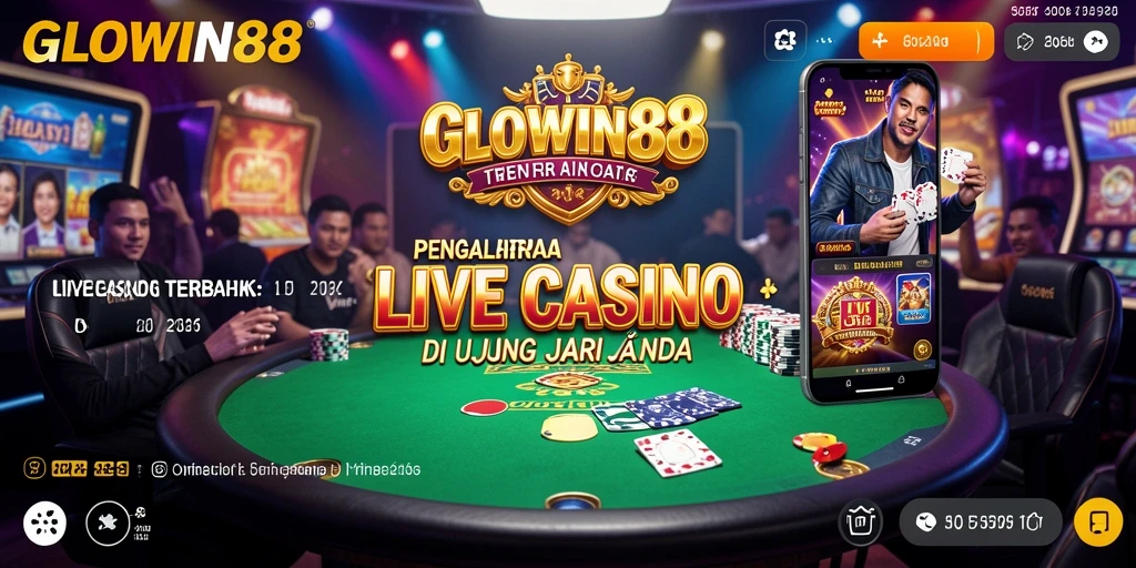 Screenshot GLOWIN88 menampilkan dealer nyata dan gameplay interaktif.