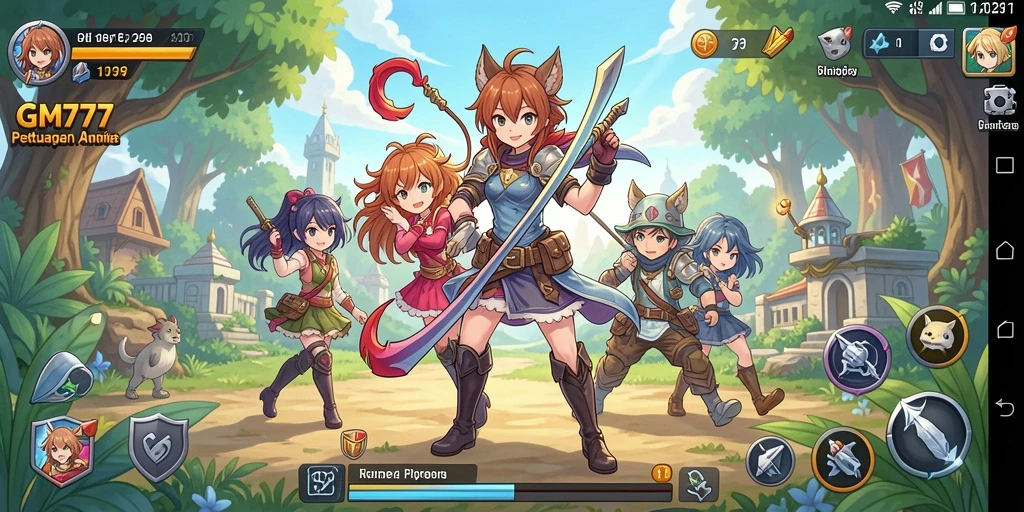 Screenshot GM777 menampilkan aksi seru dalam dunia Anime.