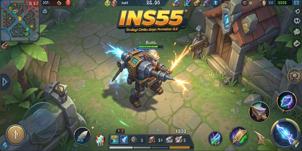 Screenshot gameplay INS55, menunjukkan pertempuran mendebarkan dalam strategi SLG.