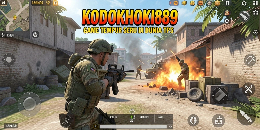 Screenshot utama KODOKHOKI889 menunjukkan aksi gameplay TPS yang mendebarkan.