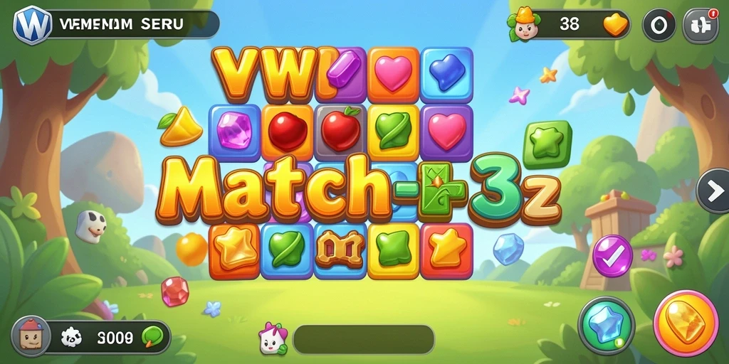 Gameplay seru dan penuh warna dari VW108 di level Match-3.